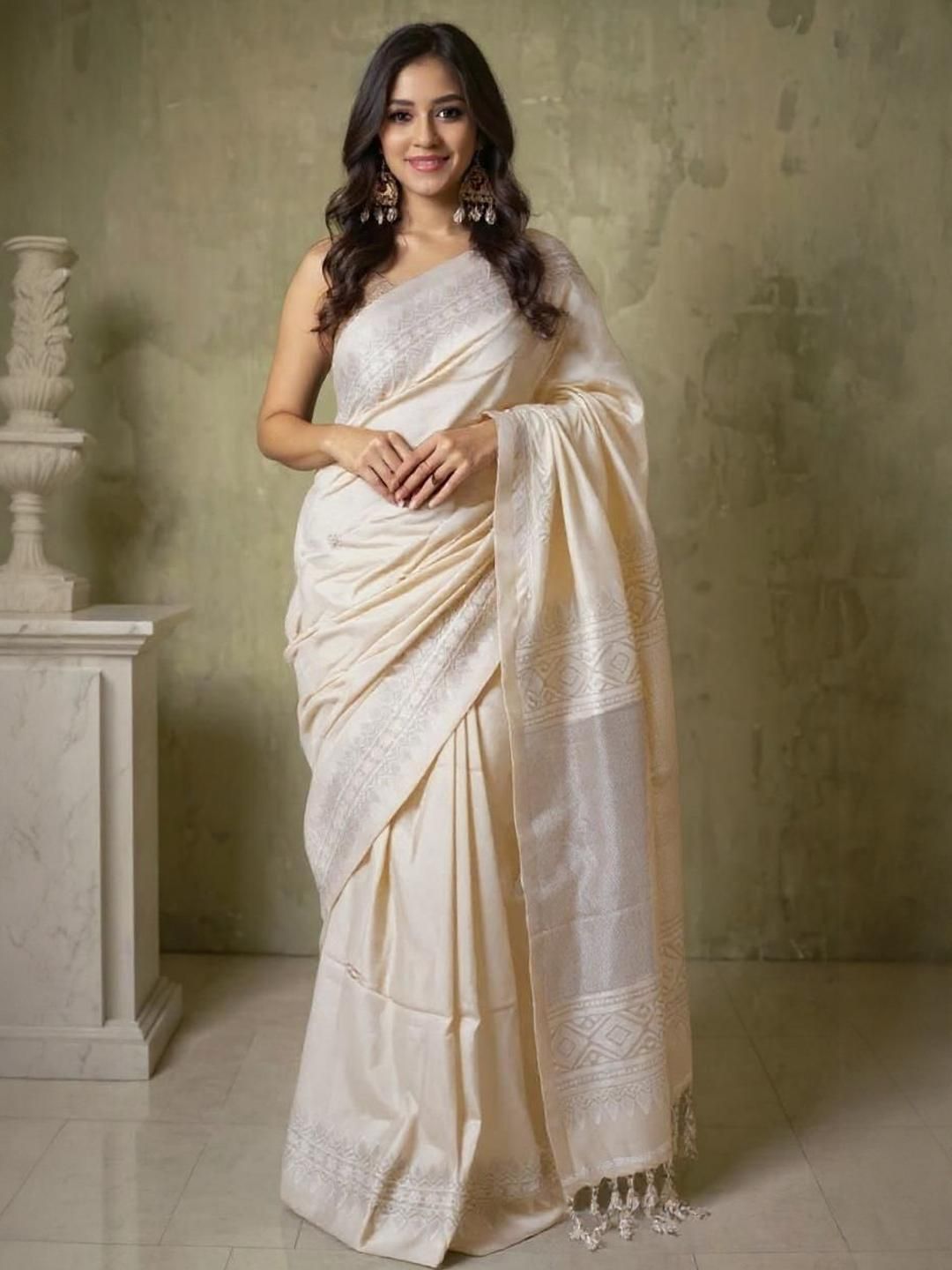 VILLE FASHION Ethnic Motif Woven Design Zari Banarasi Saree-picture-34