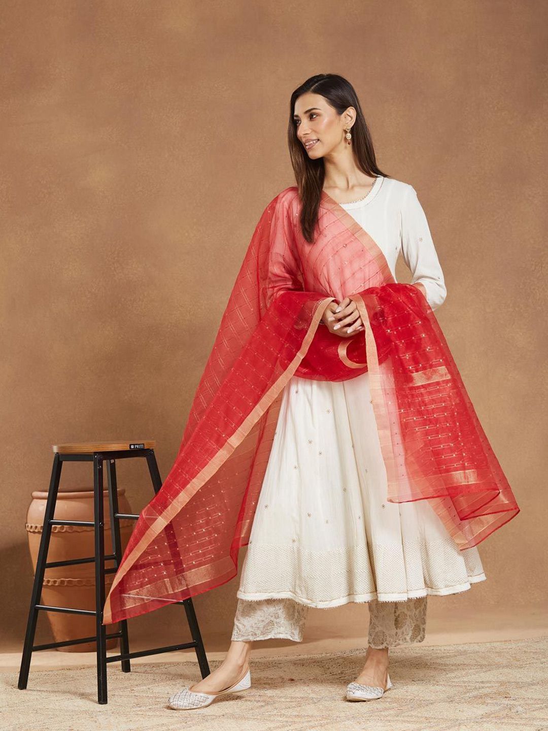 Fabindia Striped Dupatta With Sequinned-picture-24