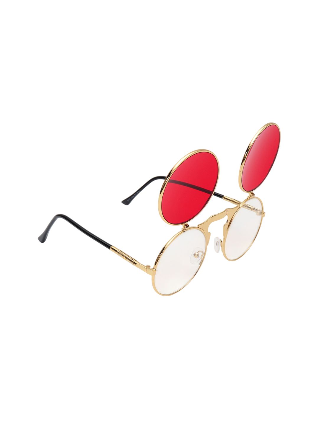 PELLE LUXUR Women Red Lens & Gold-Toned Round Sunglasses with-picture-10