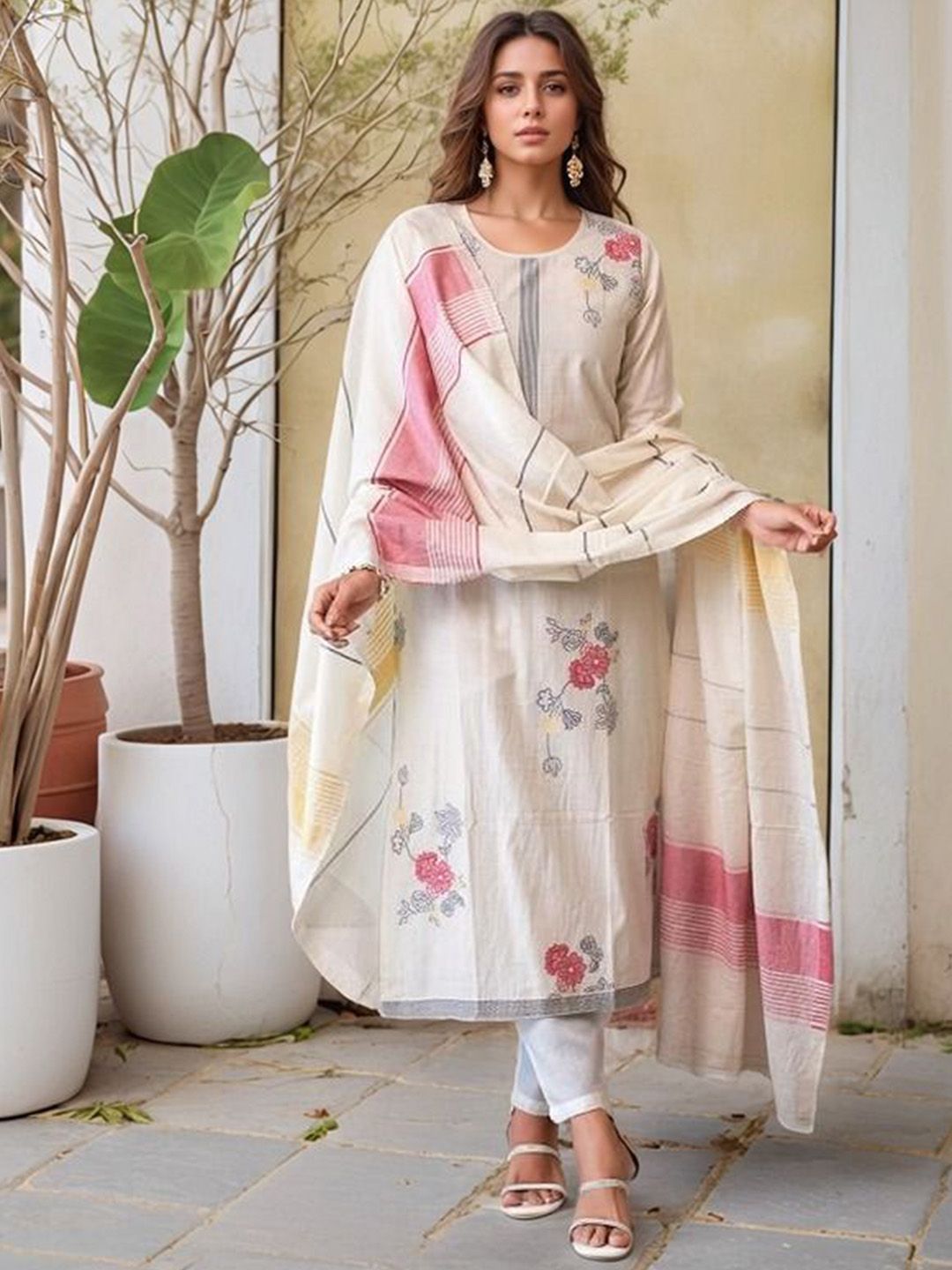 DIVASTRI Women Printed Kurta & Trousers With Dupatta