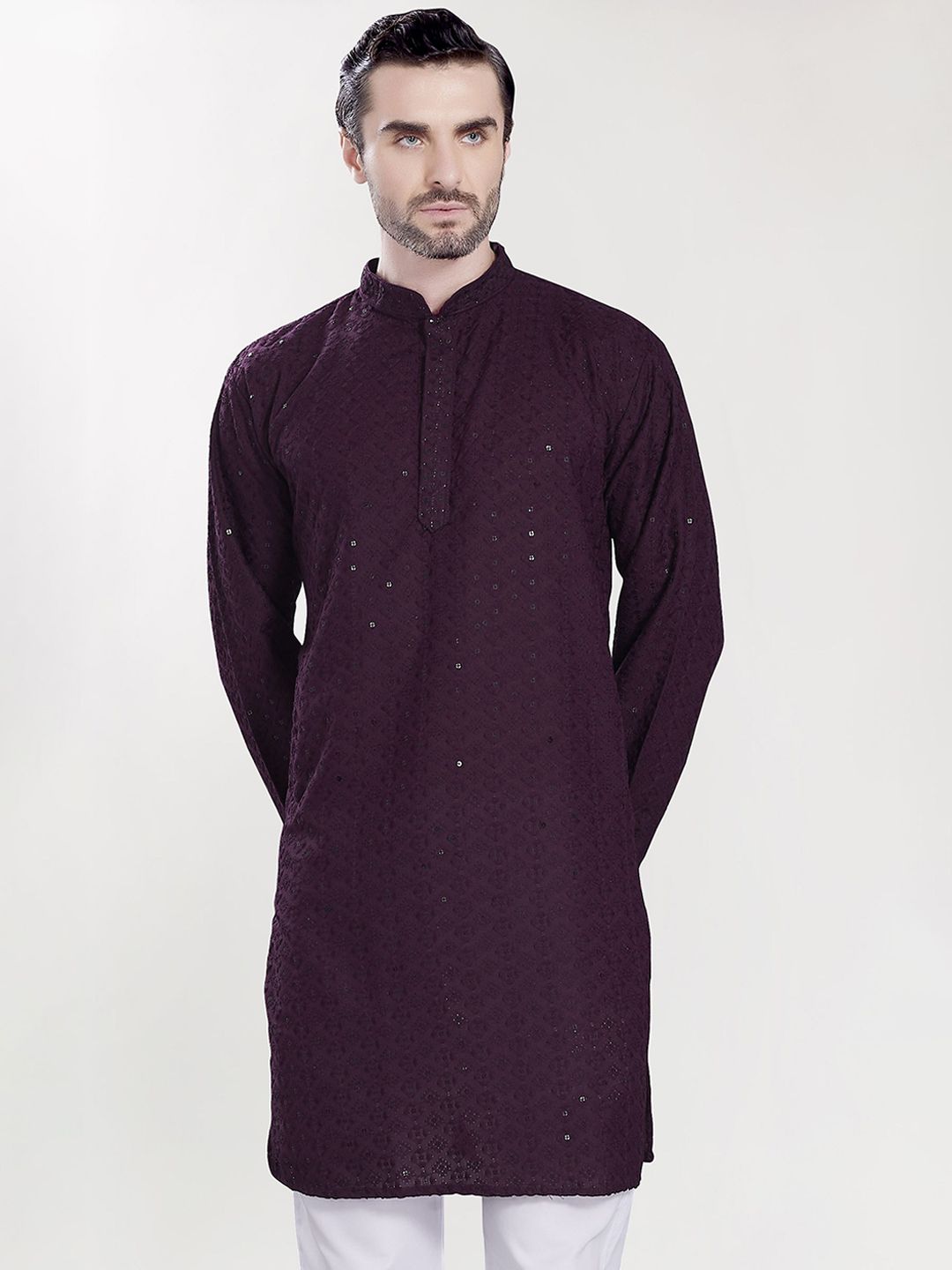PulseIQ Men Woven Design Daily Cotton Straight Kurta-picture-11