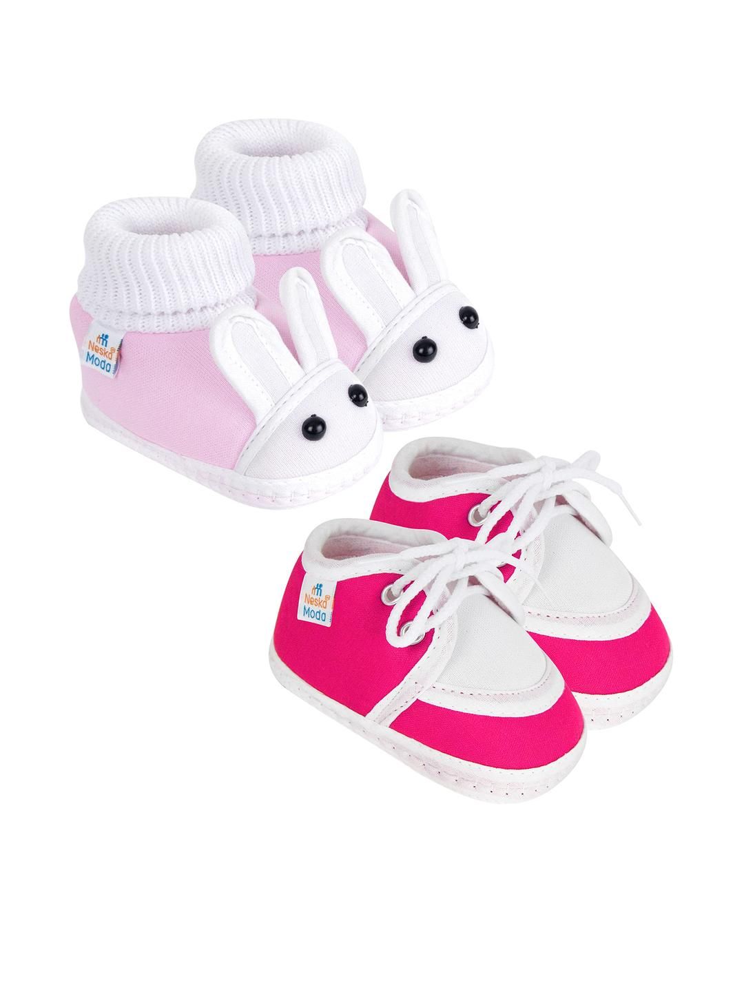 NESKA MODA Kids Pack Of 2 Pink Cotton Booties-picture-26