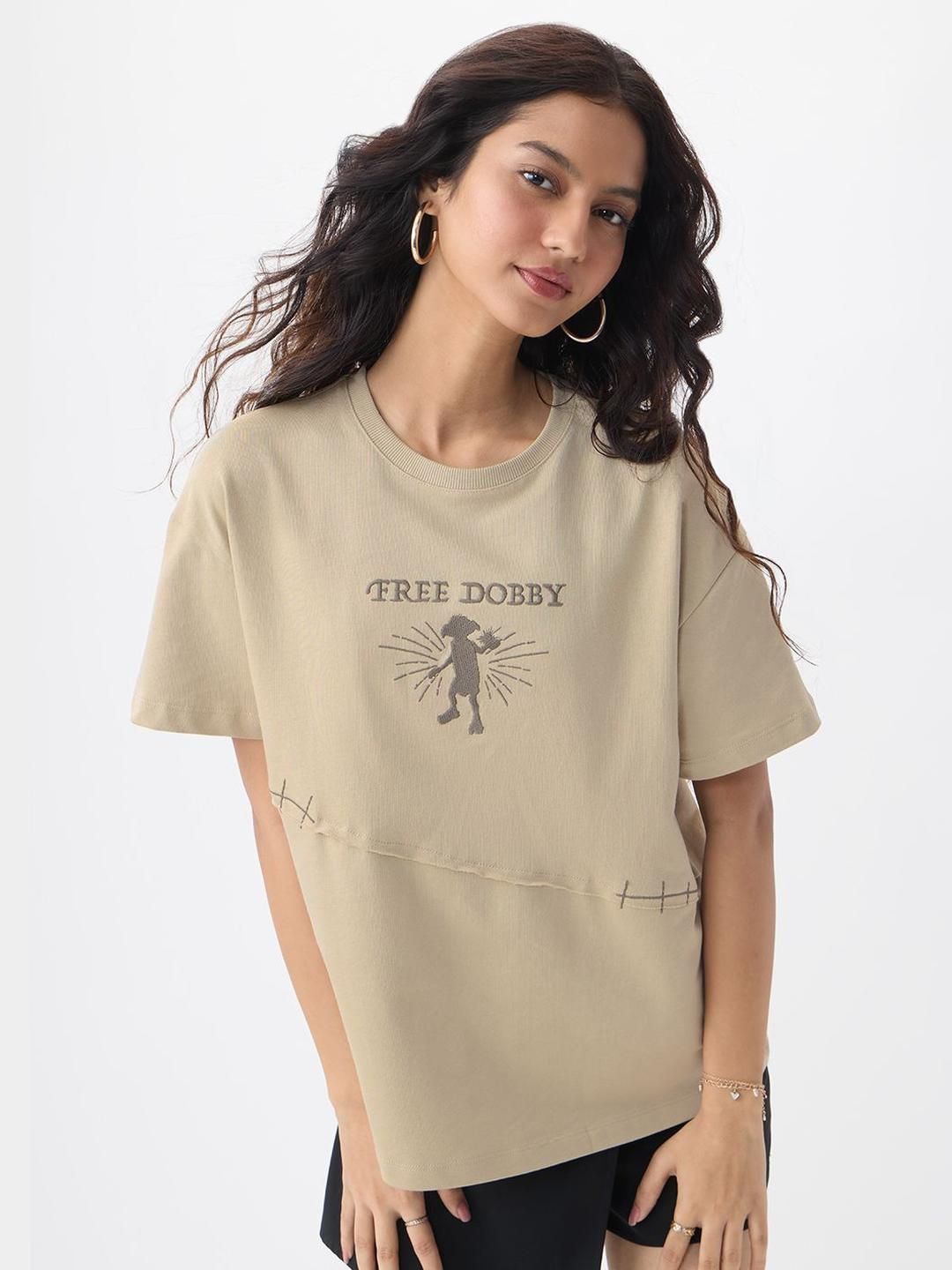 The Souled Store The Souled Store Women Oversized Harry Potter Cream Tshirts