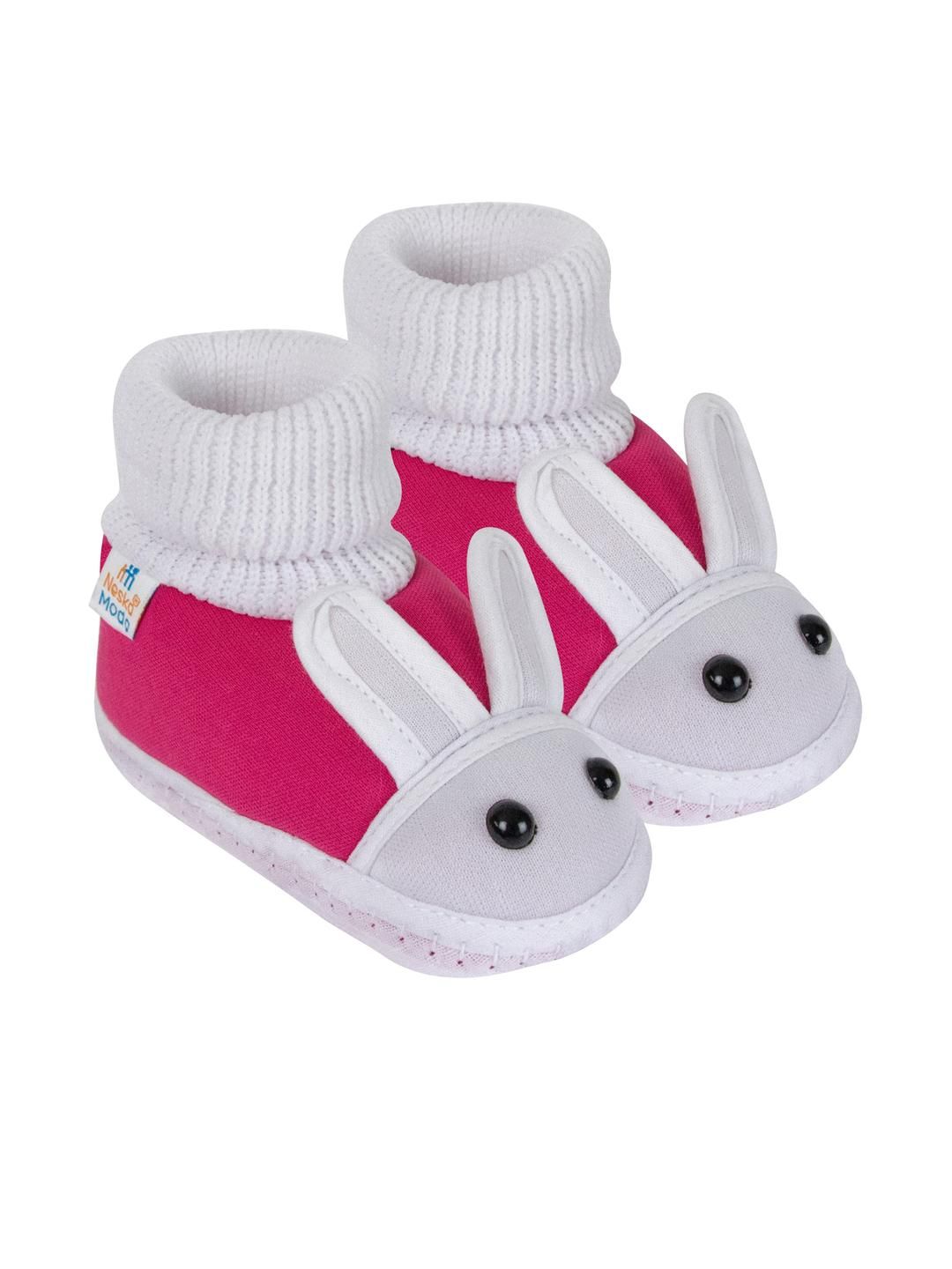 NESKA MODA Kids Unisex Pack Of 1 Pink Rabbit Face Design Slip On Casual Cotton Booties-picture-34