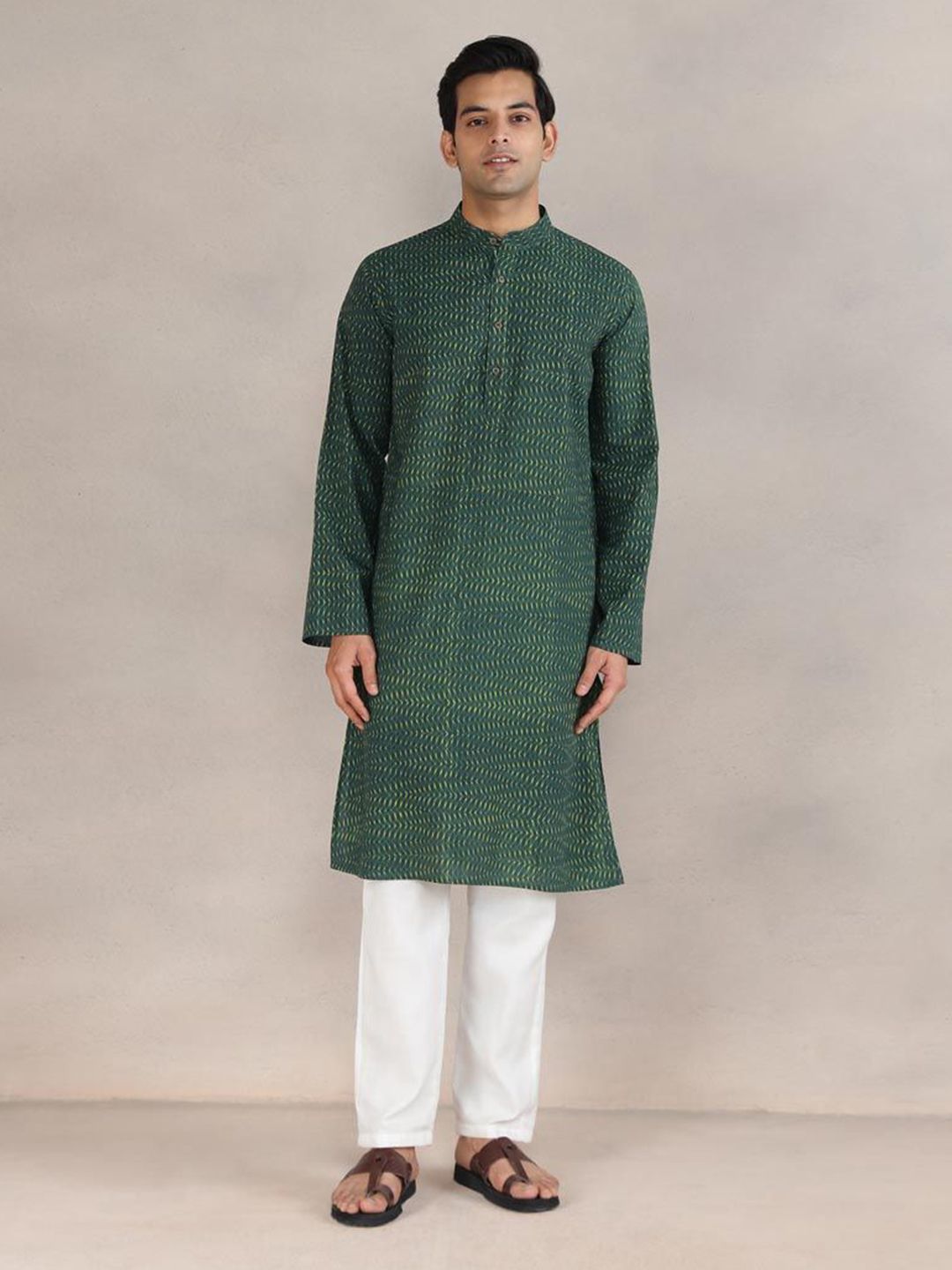 Fabindia Men Dabu Printed Pure Cotton Kurta-picture-35