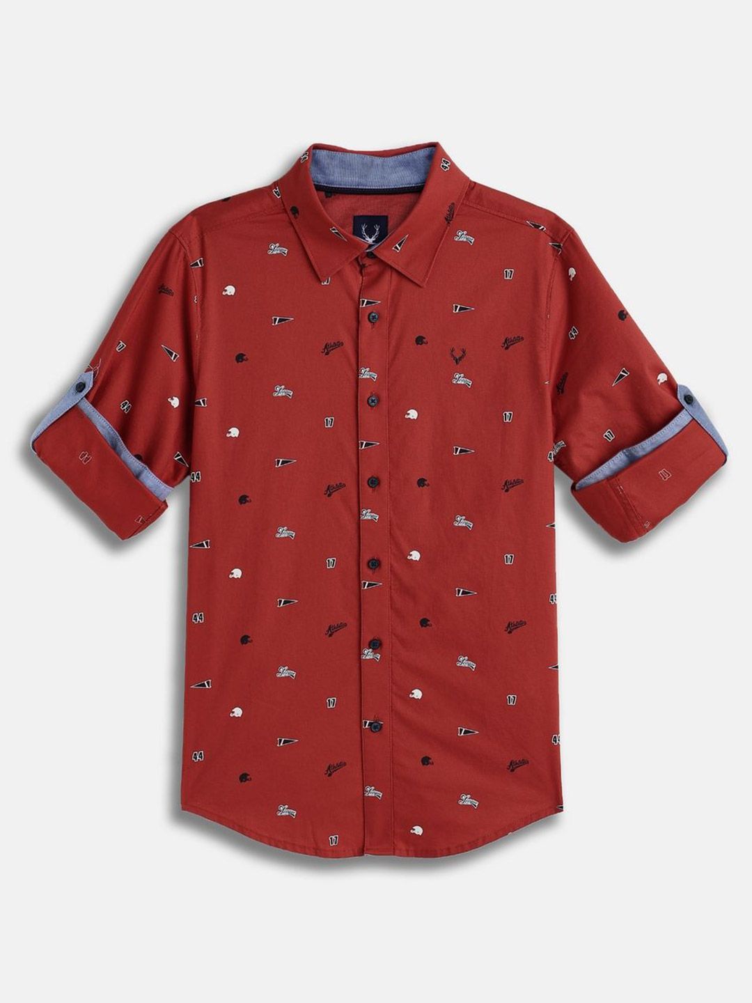 Allen Solly Junior Boys Slim Fit Conversational Printed Spread Collar Cotton Casual Shirt-picture-33
