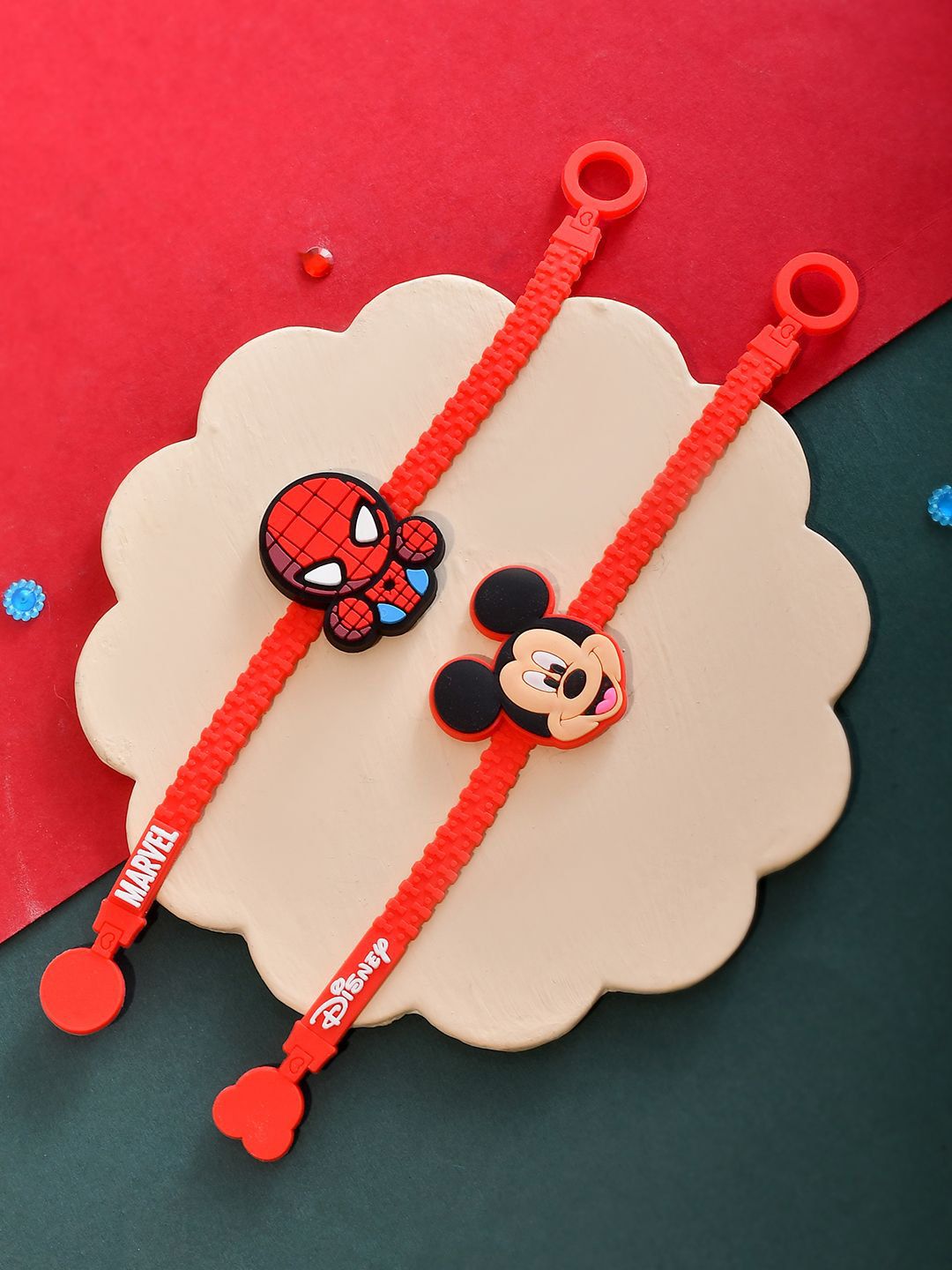 Aapno Rajasthan Kids Set Of 2 Marvel Spiderman & Disney Mickey Mouse Wraparound Rakhis-picture-31