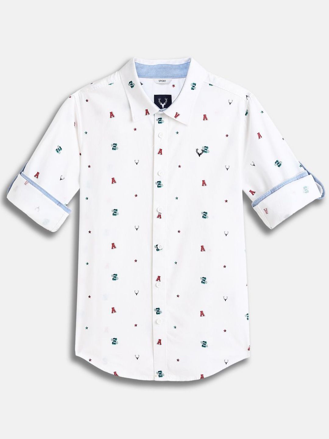Allen Solly Junior Boys Slim Fit Conversational Printed Spread Collar Cotton Casual Shirt-picture-34