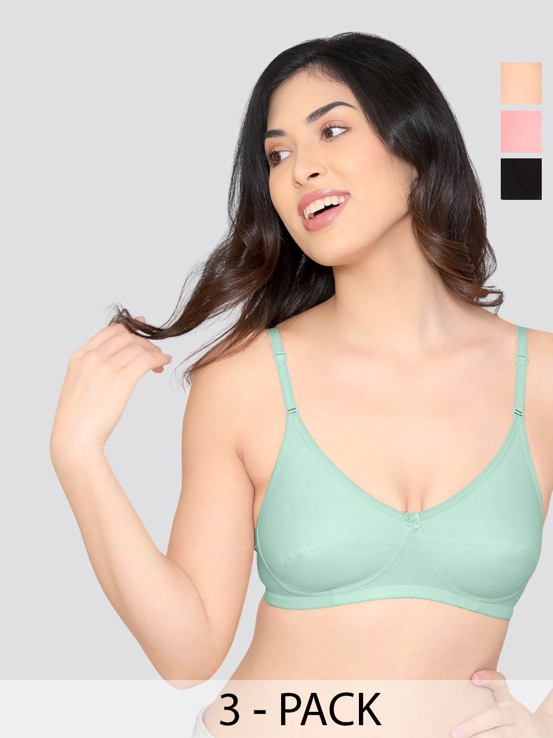 Kalyani Wamika Women Pack Of 3 Full Coverage Non Padded Cotton Minimizer Bra-picture-24