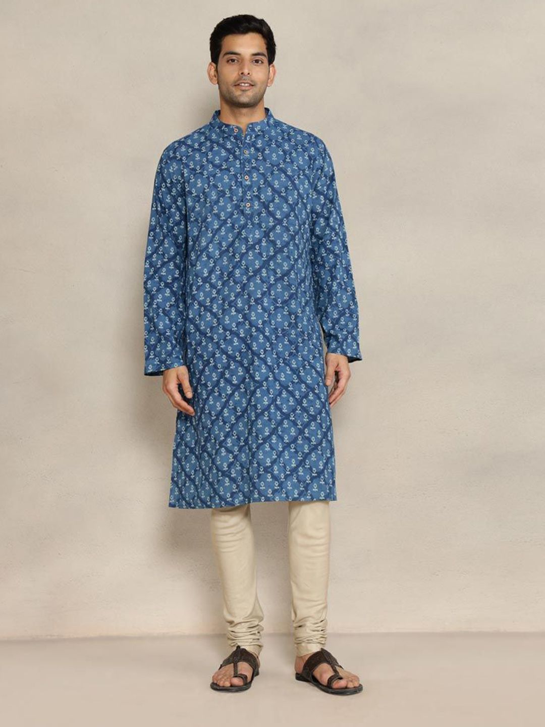 Fabindia Men Printed Mandarin Collar Kurta-picture-25