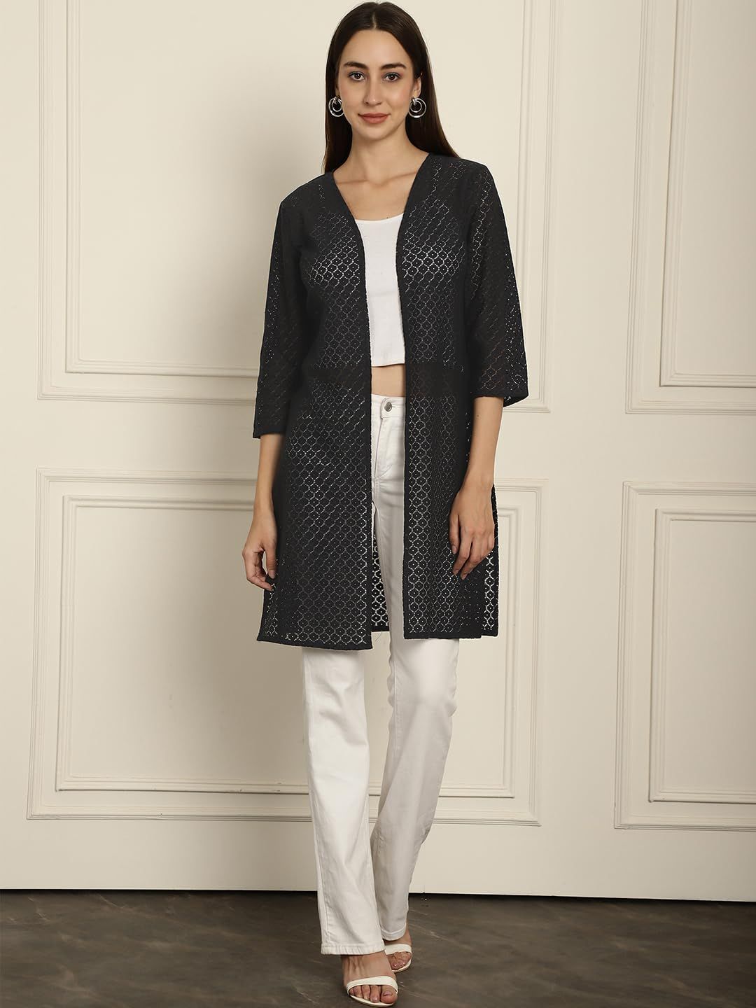 SZN Self Design Open Front Shrug-picture-15