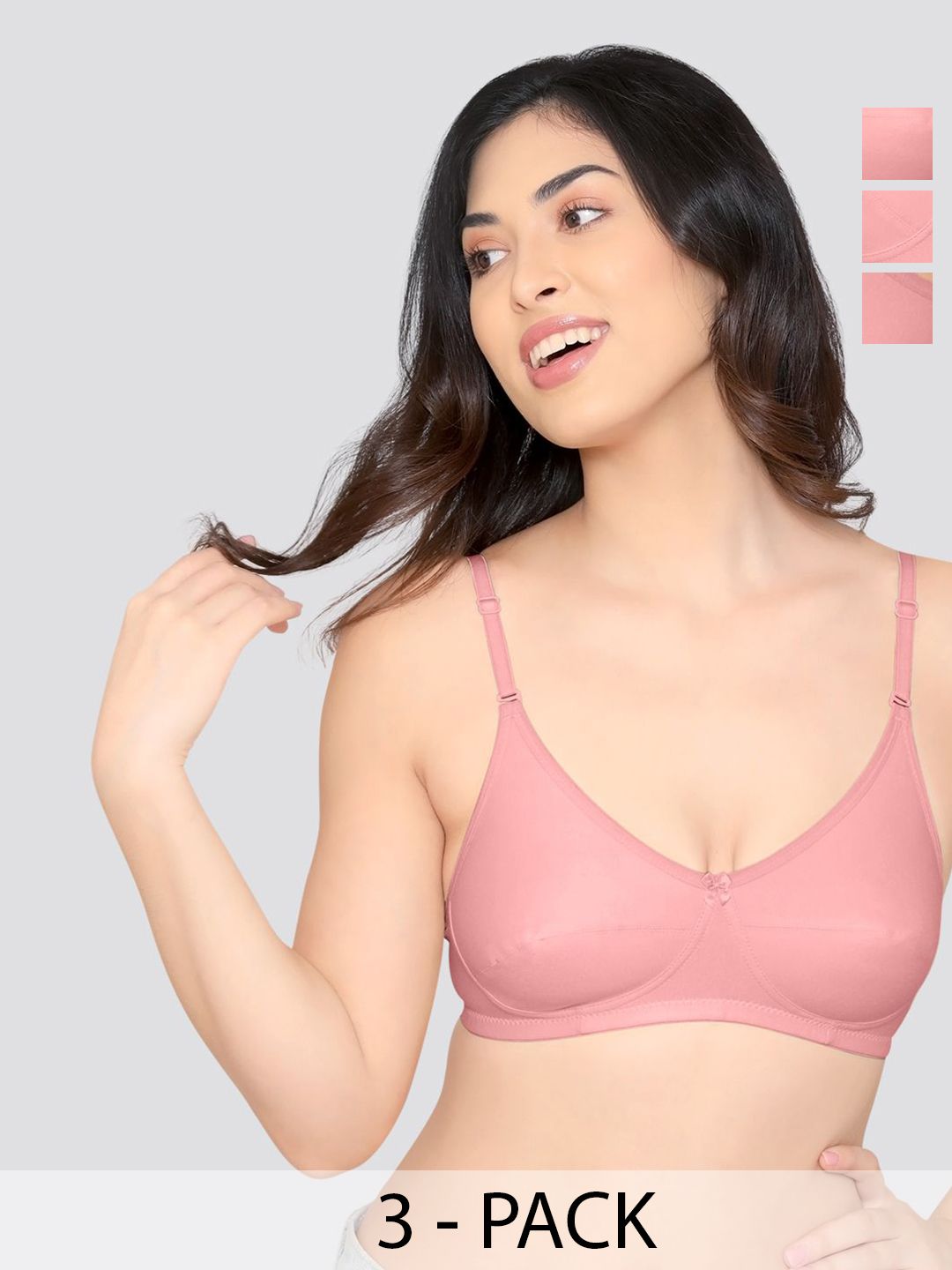 Kalyani Wamika Women Pack Of 3 Full Coverage Non Padded Cotton Minimizer Bra-picture-26