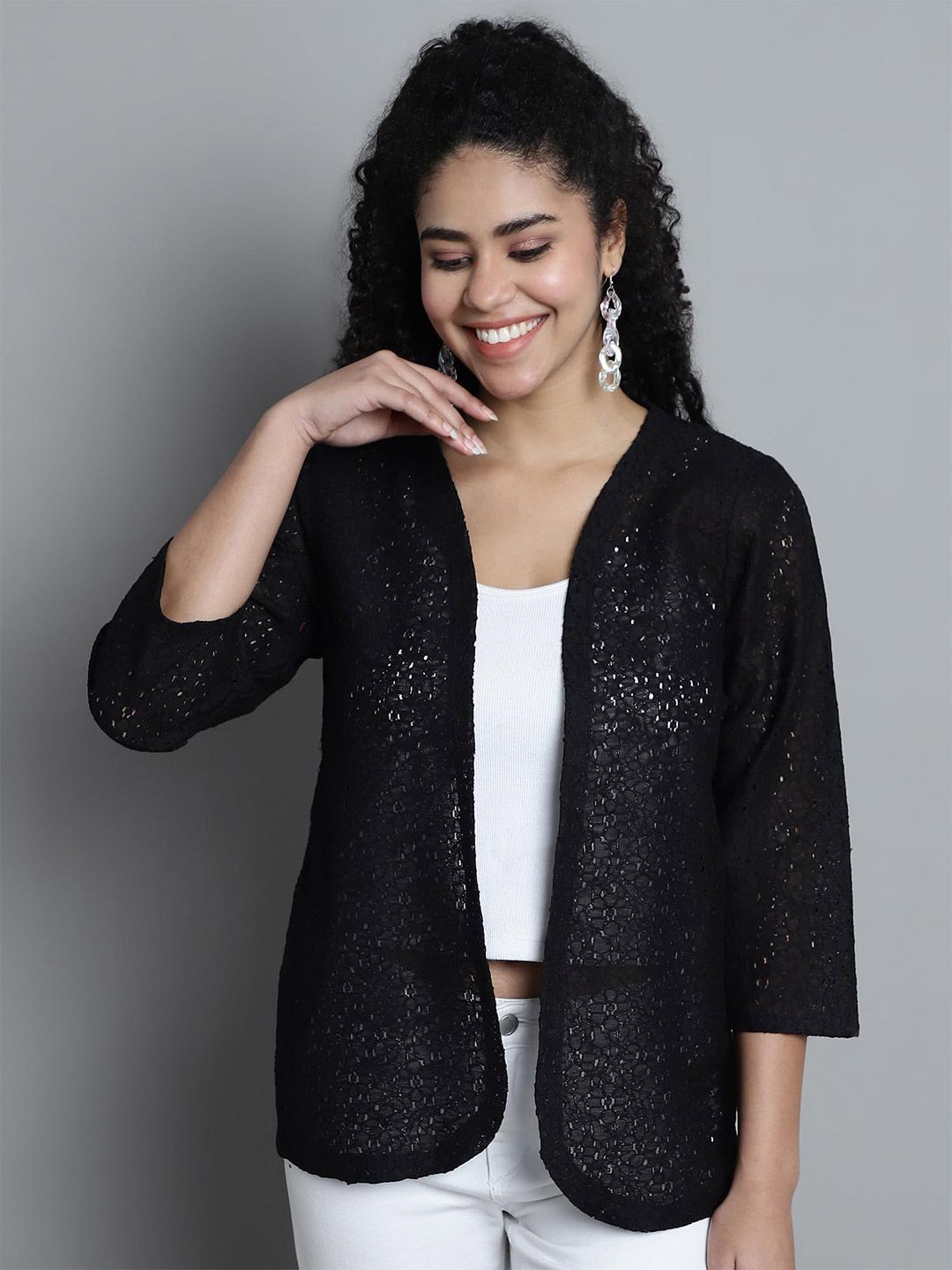 SZN Self Design Crochet Shrug-picture-56