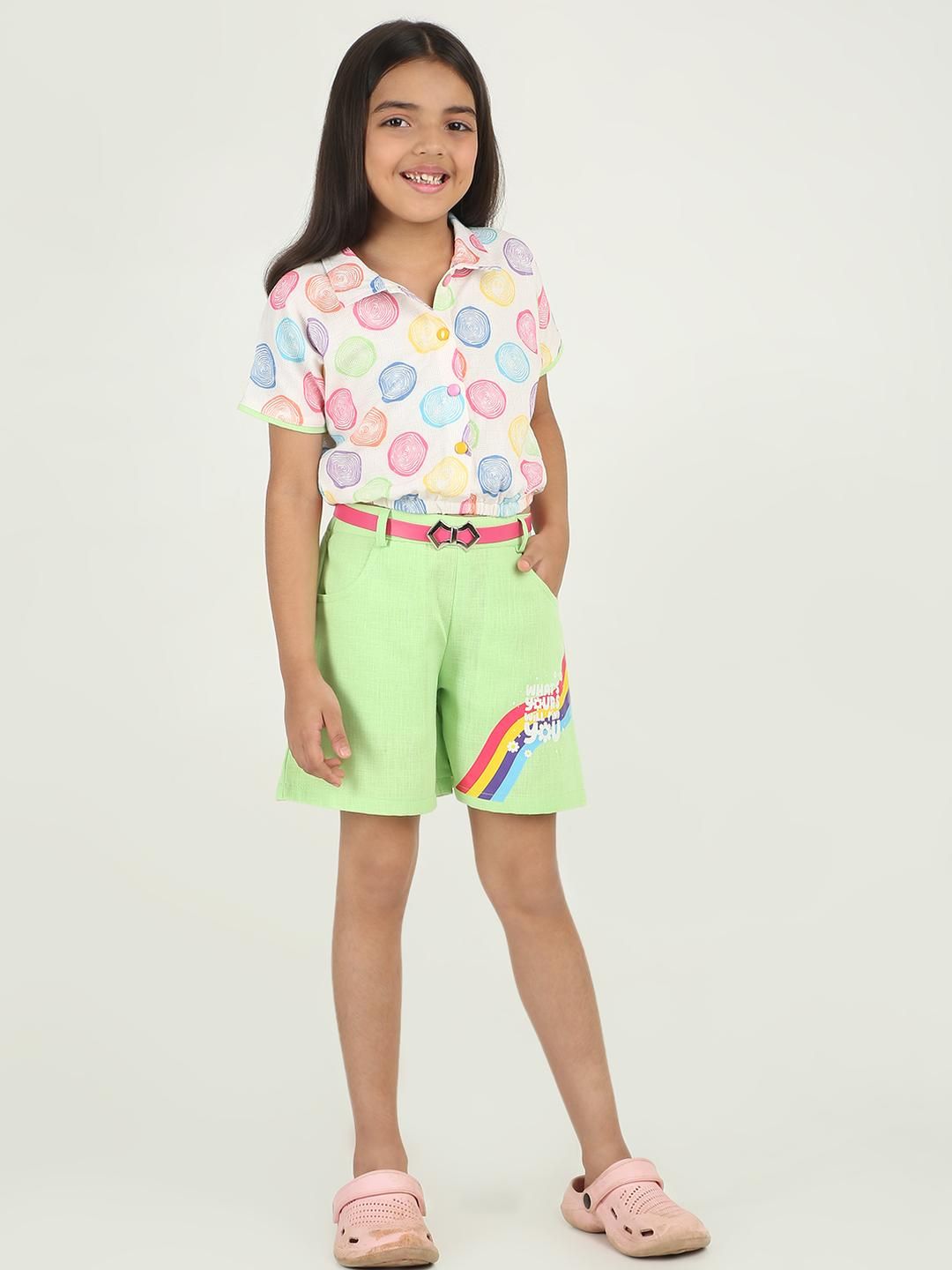 Be Kids Girls Polka Dot Printed Shirt With Shorts-picture-52