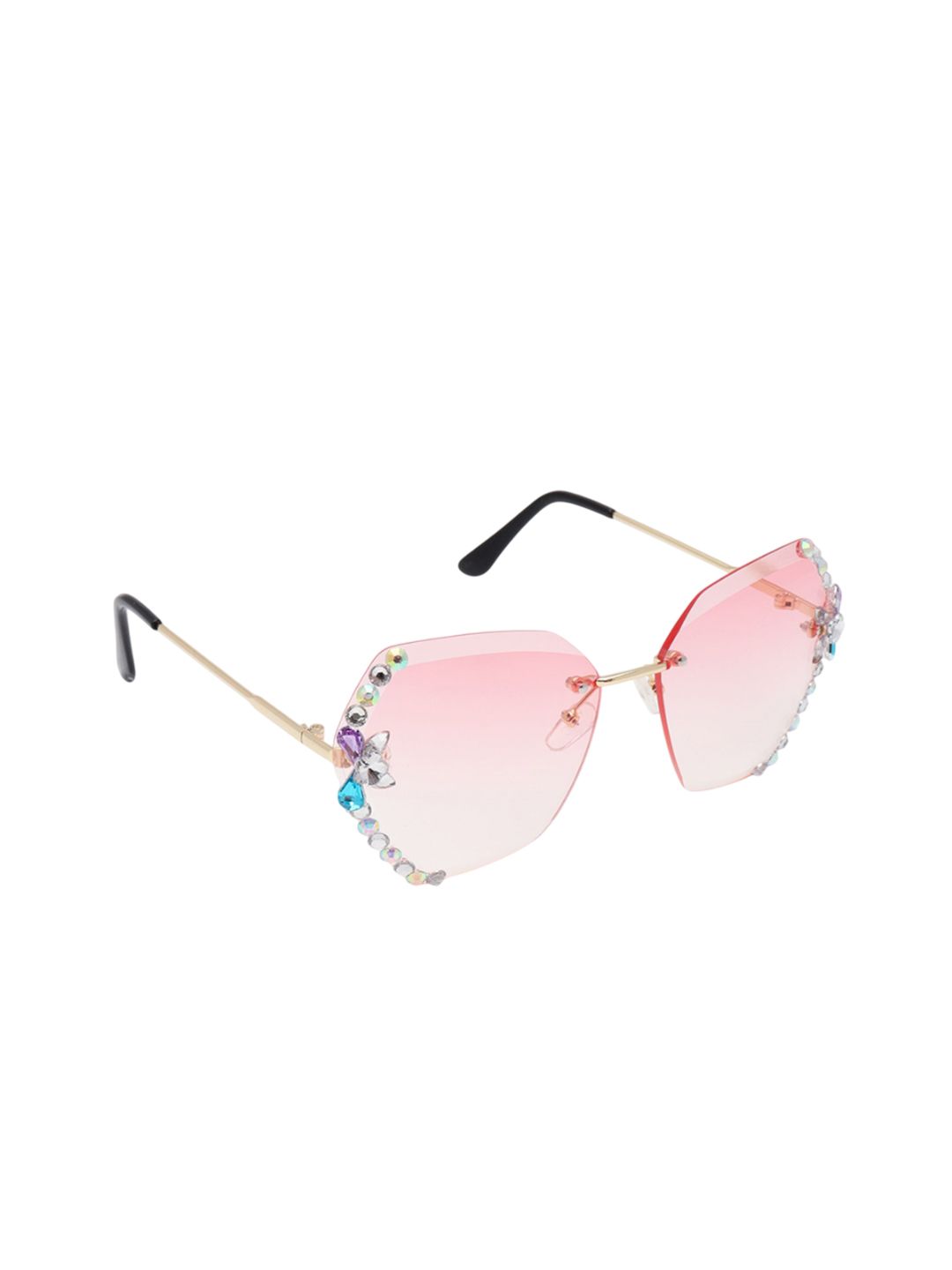 PELLE LUXUR Women Pink Lens & Gold-Toned Oversized Sunglasses with-image-49