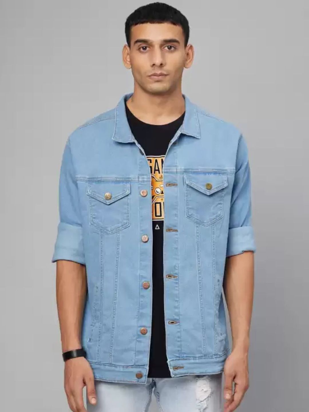 Moda Rapido Spread Collar Denim Jacket-picture-55