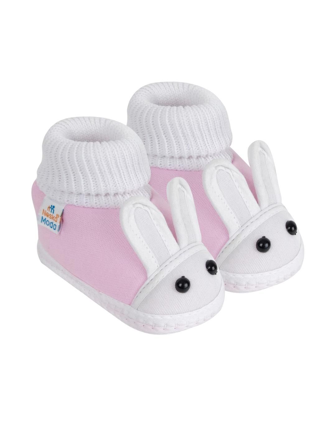NESKA MODA Kids-Unisex Pink Cotton Booties-image-45
