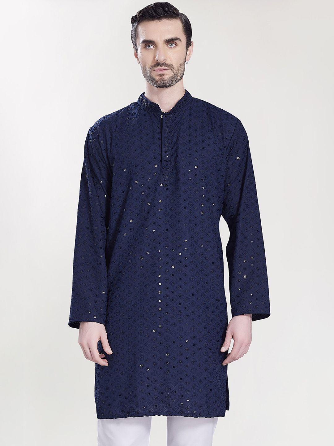 PulseIQ Men Woven Design Daily Cotton Straight Kurta-picture-10