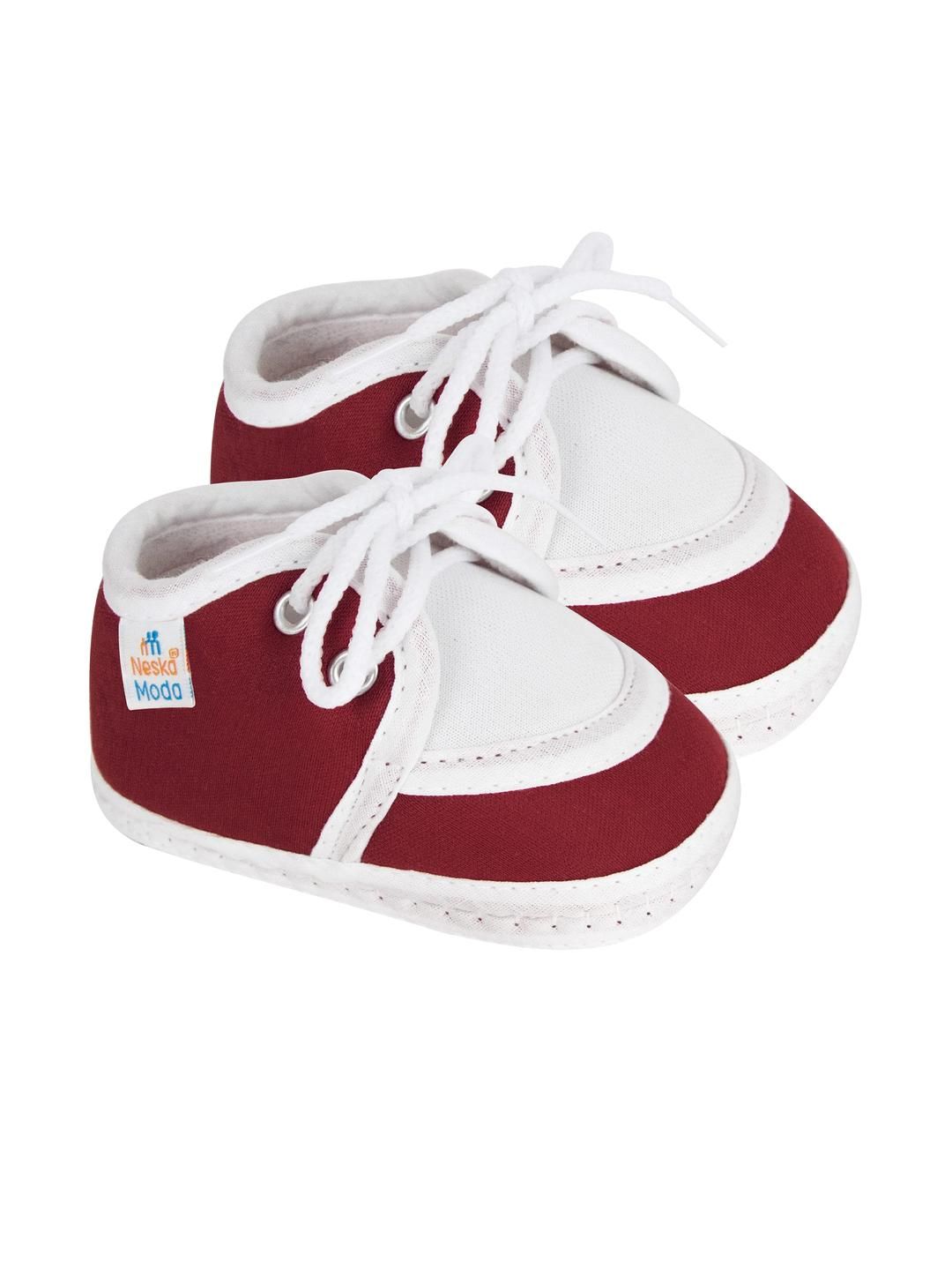 NESKA MODA Kids-Unisex Maroon Cotton Booties-picture-29