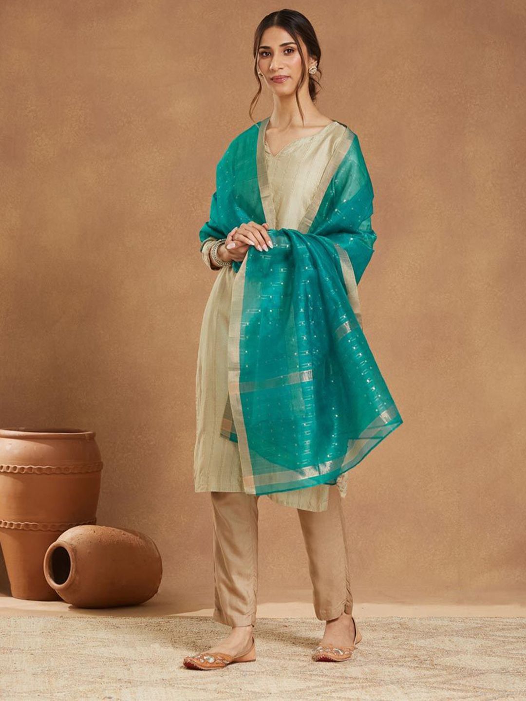 Fabindia Geometric Woven Design Dupatta-picture-34