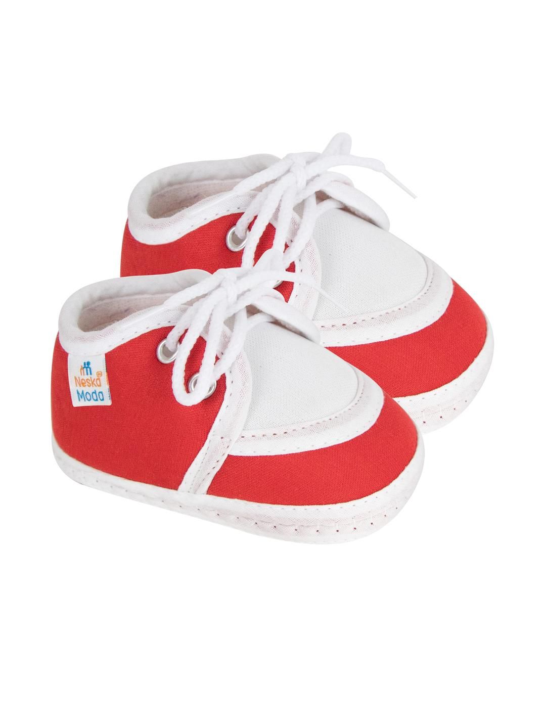 NESKA MODA Kids-Unisex Red Cotton Booties-image-44