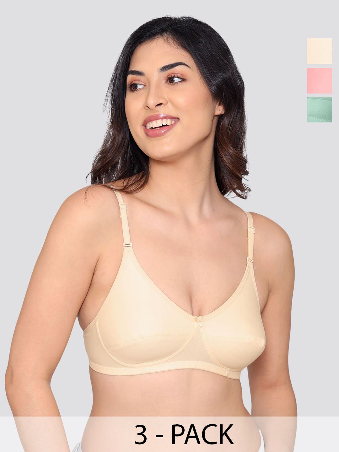 Kalyani Wamika Women Pack Of 3 Full Coverage Non Padded Cotton Minimizer Bra-picture-15