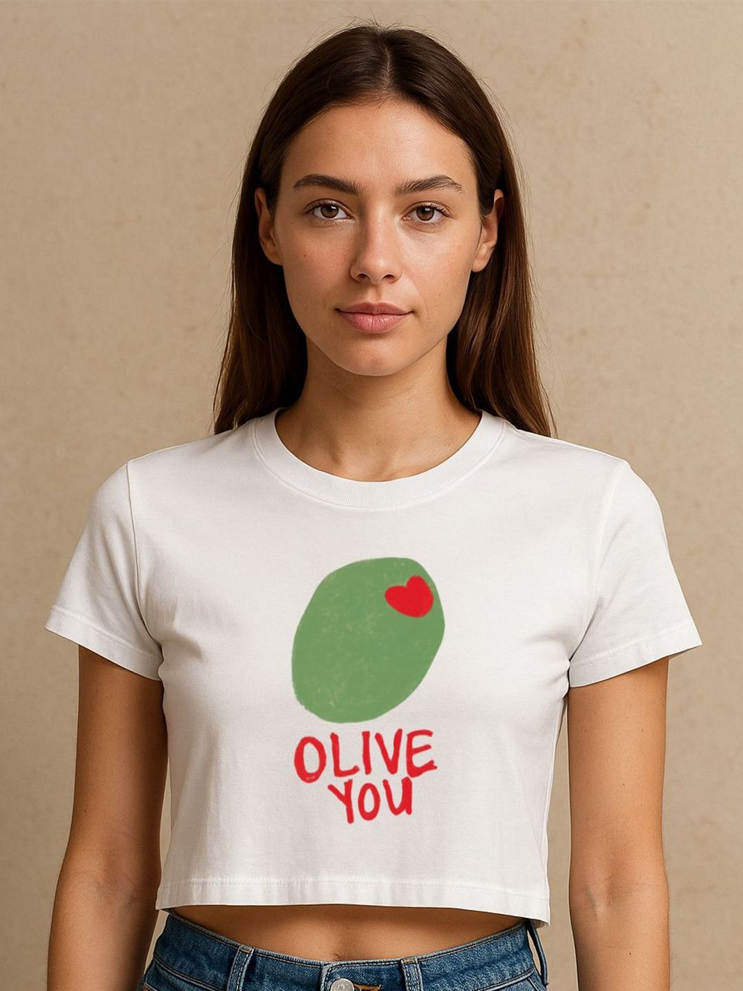 Art By Ritik Women Olive You Printed Crop T-shirt-picture-20