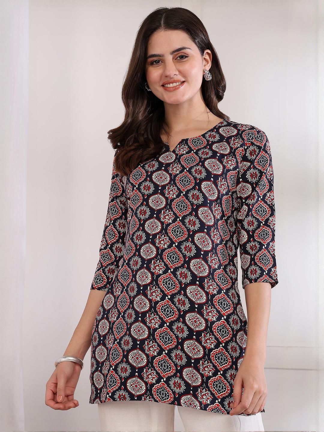 KILLARI Floral Printed Notch Neck Straight Kurti-picture-43