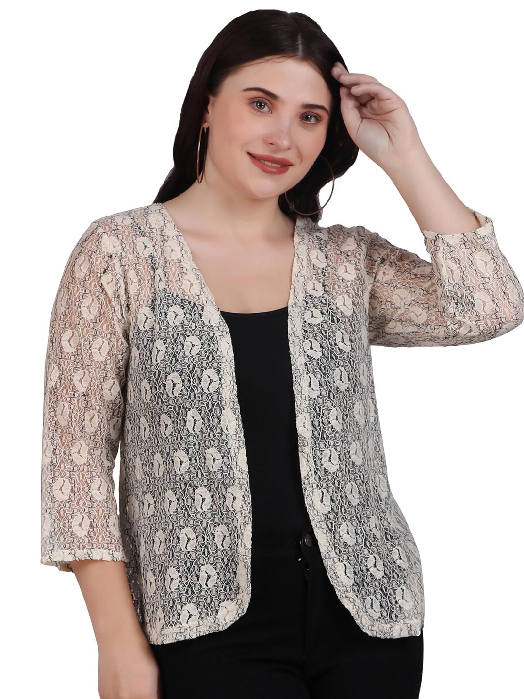 SZN Self Design Open Front Shrug-picture-57