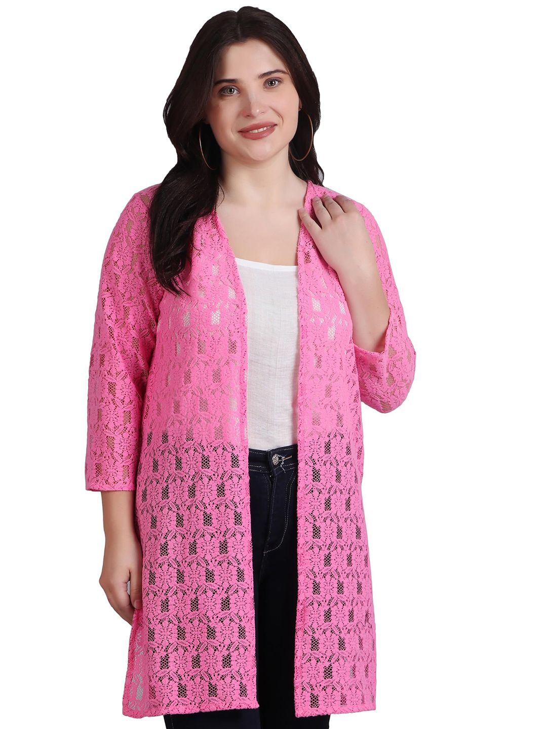 SZN Self Design Cotton Crochet Shrug-picture-12