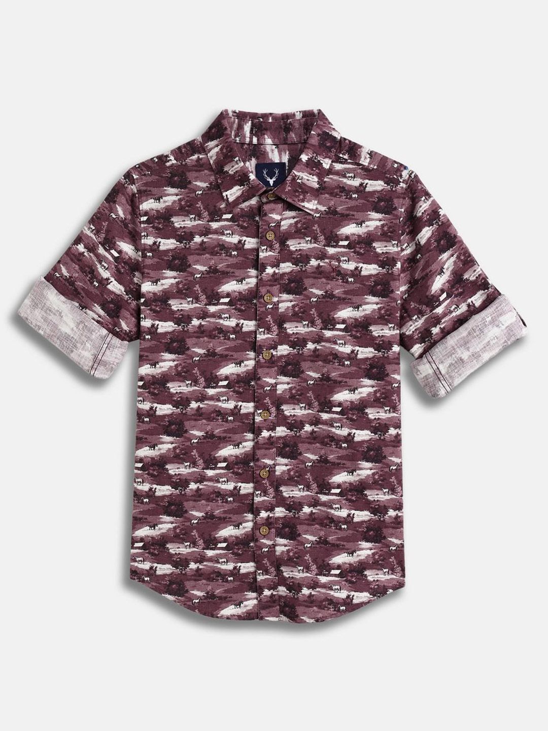 Allen Solly Junior Boys Slim Fit Conversational Printed Spread Collar Cotton Casual Shirt-picture-31