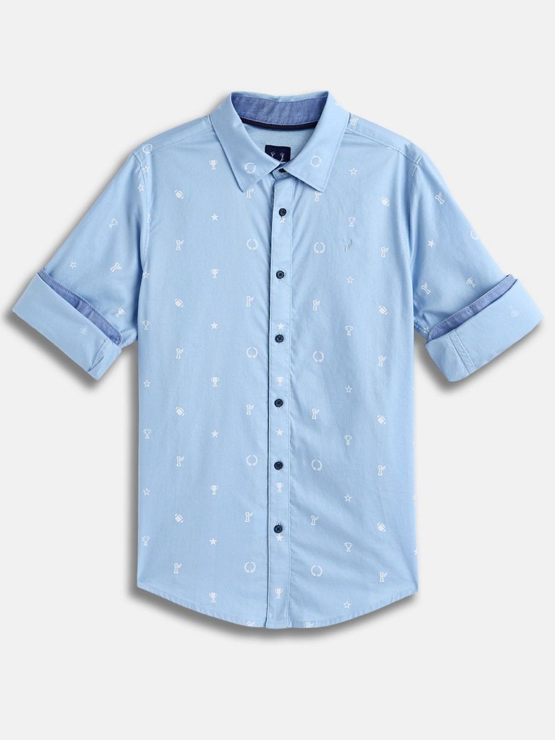 Allen Solly Junior Boys Slim Fit Conversational Printed Spread Collar Cotton Casual Shirt-picture-21