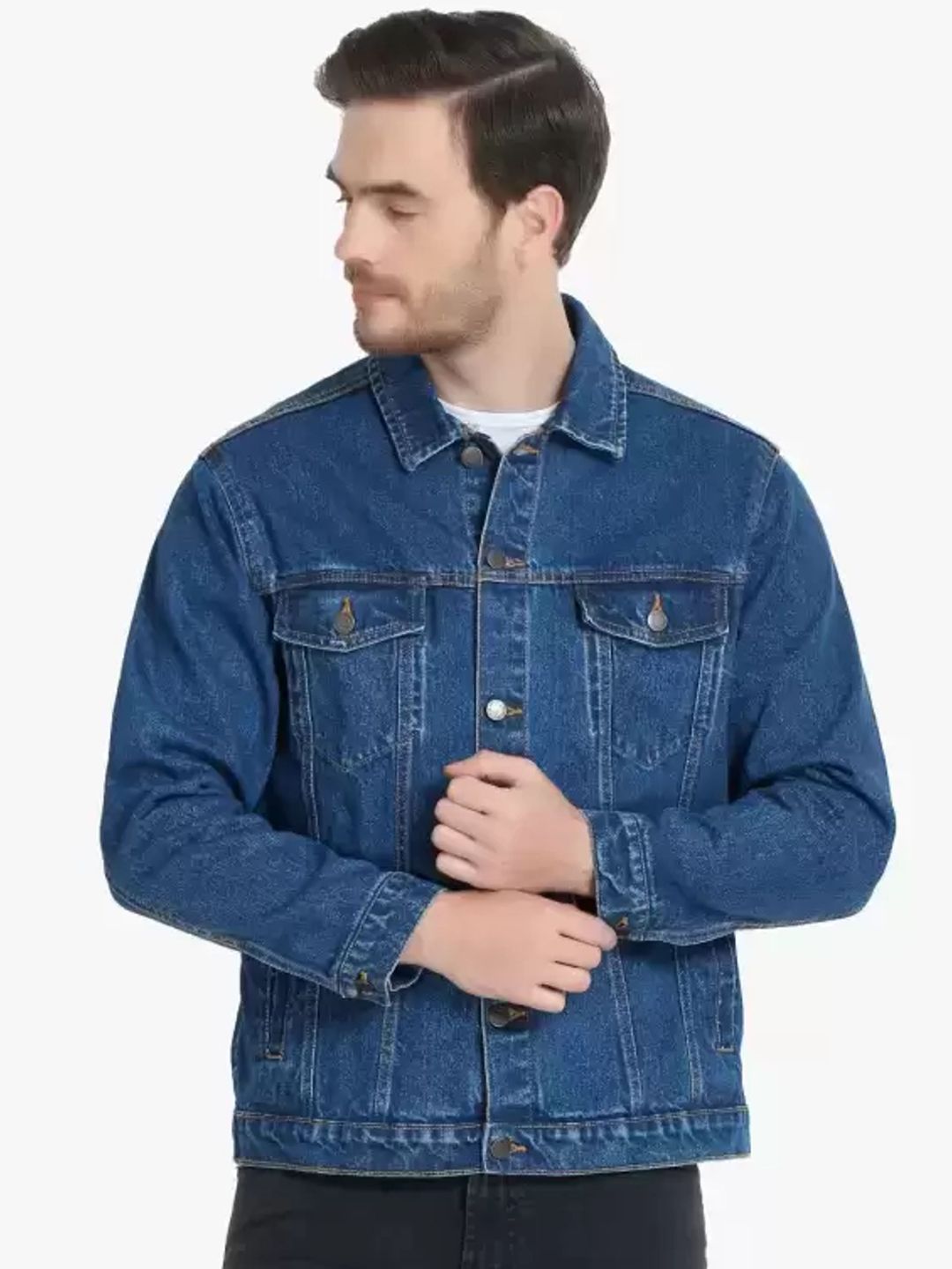 Moda Rapido Spread Collar Denim Jacket-picture-58