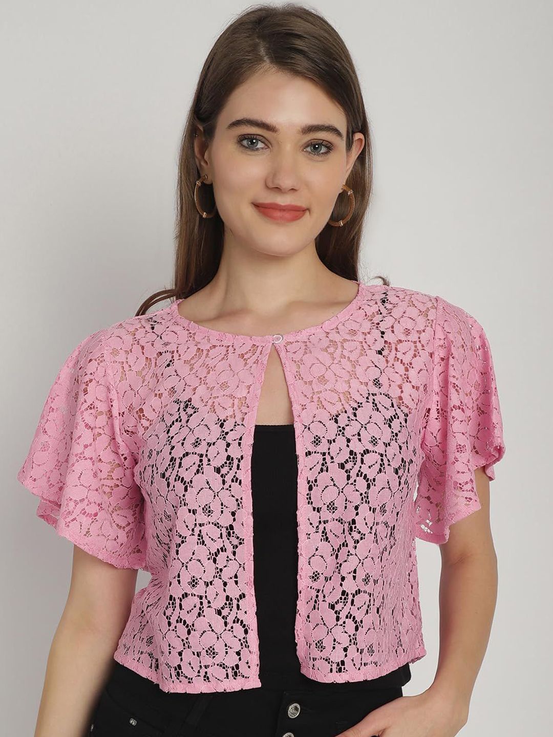 SZN Self Design Button Crochet Shrug