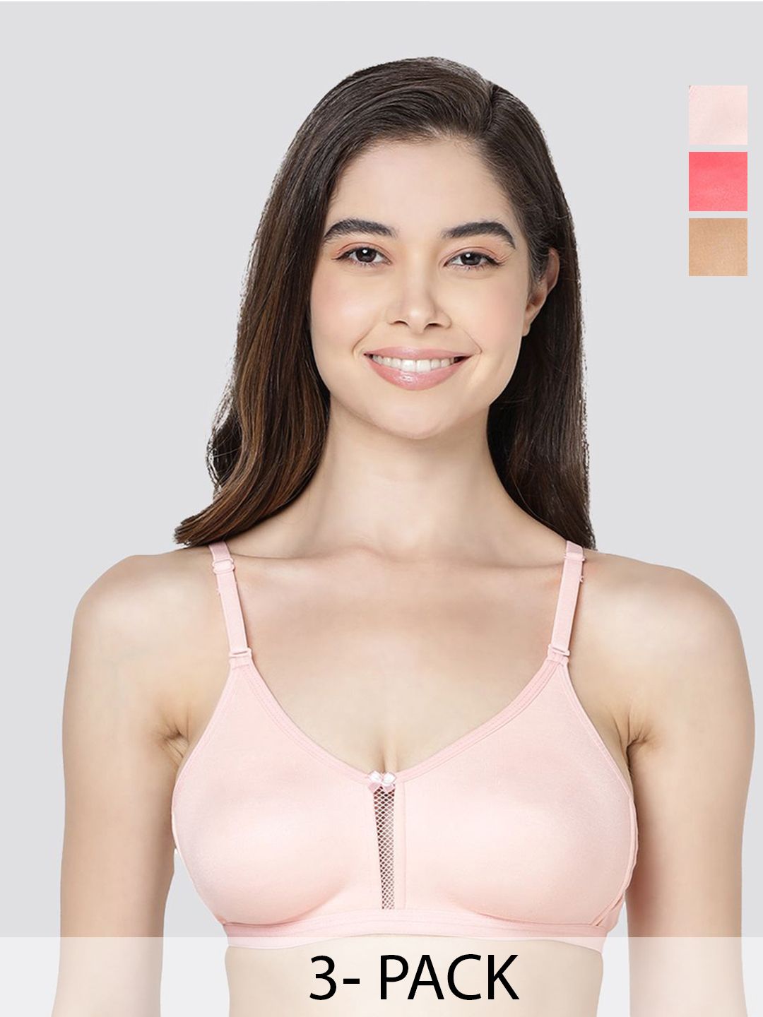 Kalyani Gloria Women Pack Of 3 Full Coverage Non-Wired Seamless Minimizer Bra-picture-23