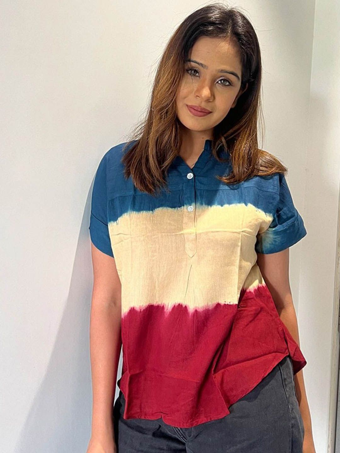 PinkTribe Women Tie and Dye Mandarin Collar Top-picture-28