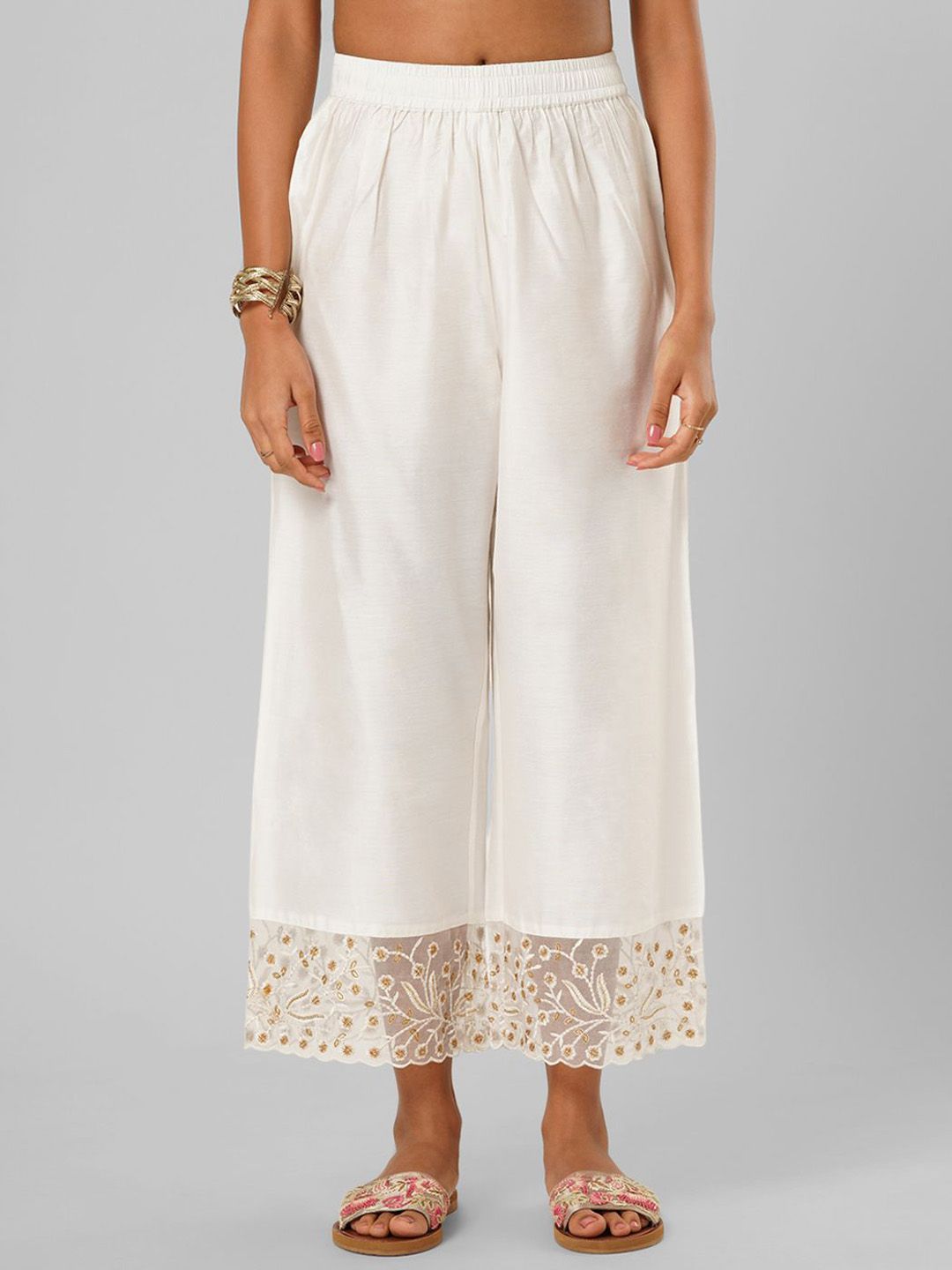 RANGMANCH BY PANTALOONS Women Floral Embroidered Straight Fit Ethnic Trousers-picture-25