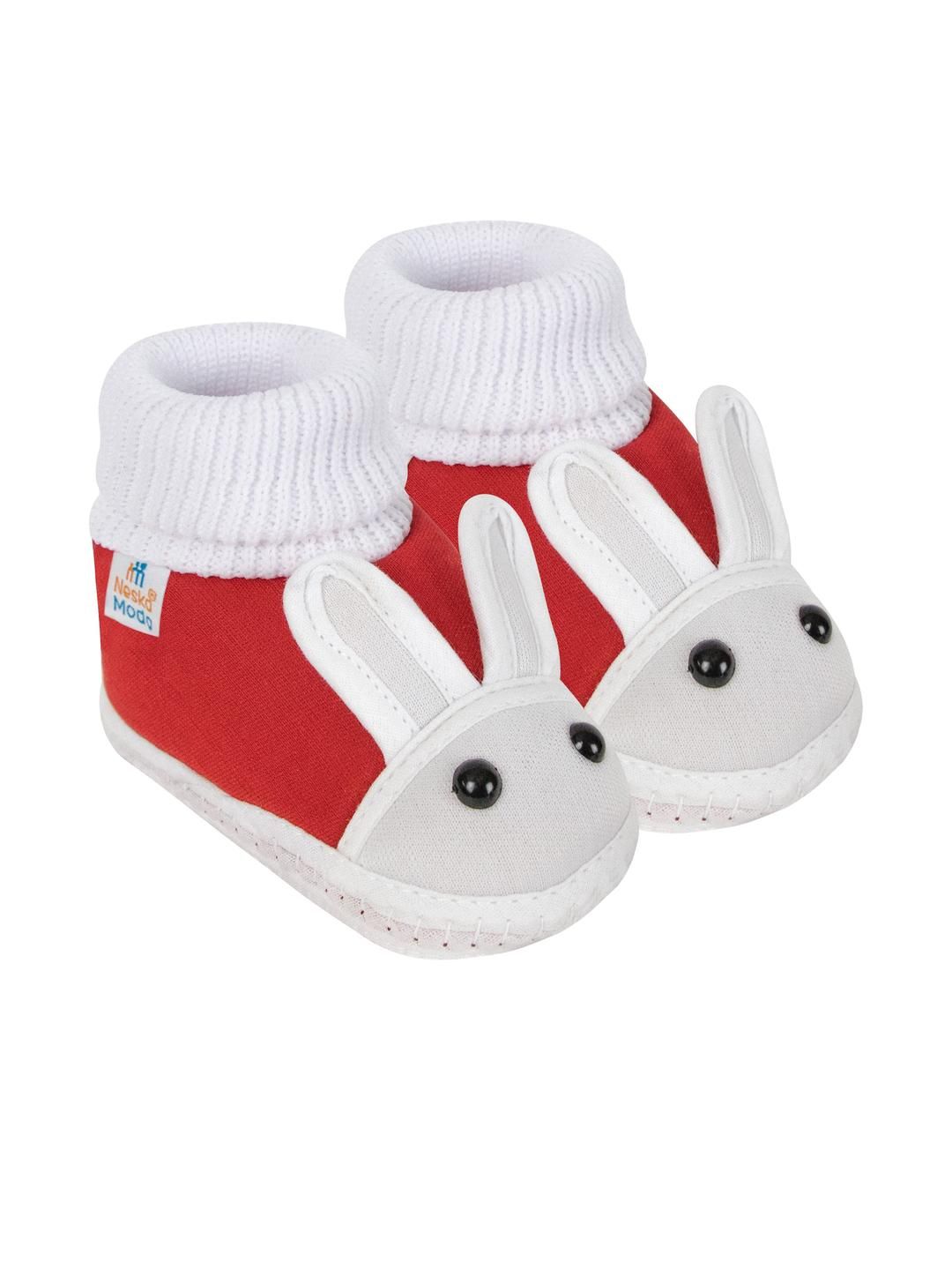 NESKA MODA Kids-Unisex Red Cotton Booties-image-46