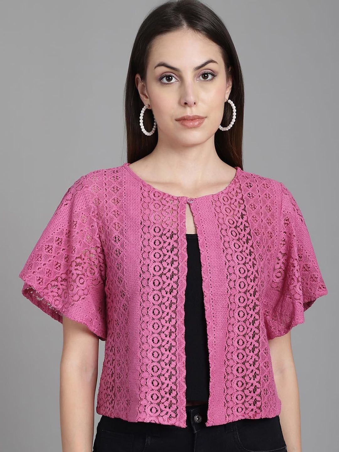 SZN Short Sleeves Cotton Button Shrug-image-44