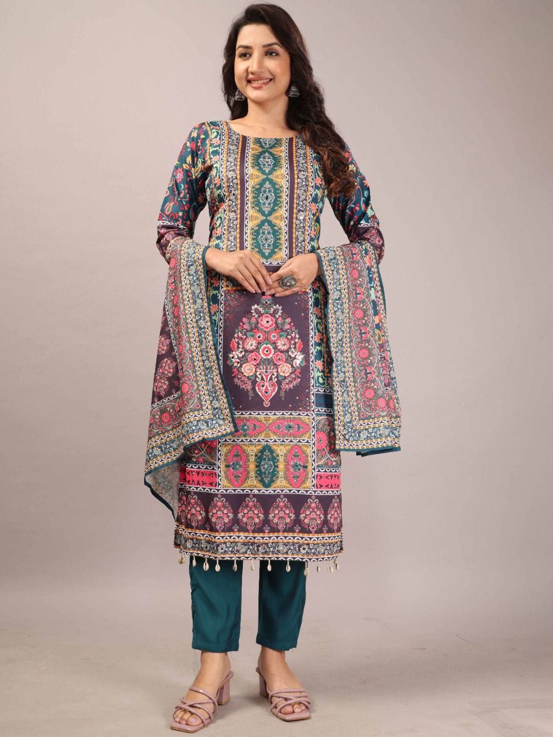 Kudbi Women Ethnic Motifs Printed Regular Kurta Set With Dupatta