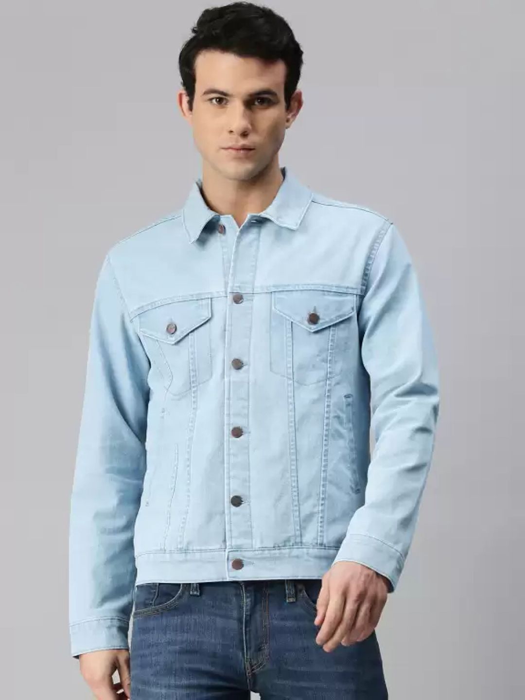 Moda Rapido Spread Collar Denim Jacket-picture-14