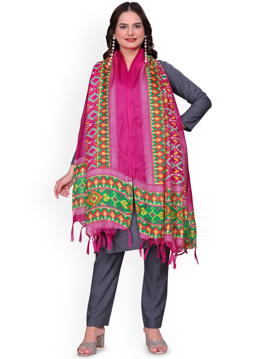 Kemza Ethnic Motifs Printed Kalamkari dupatta-picture-10