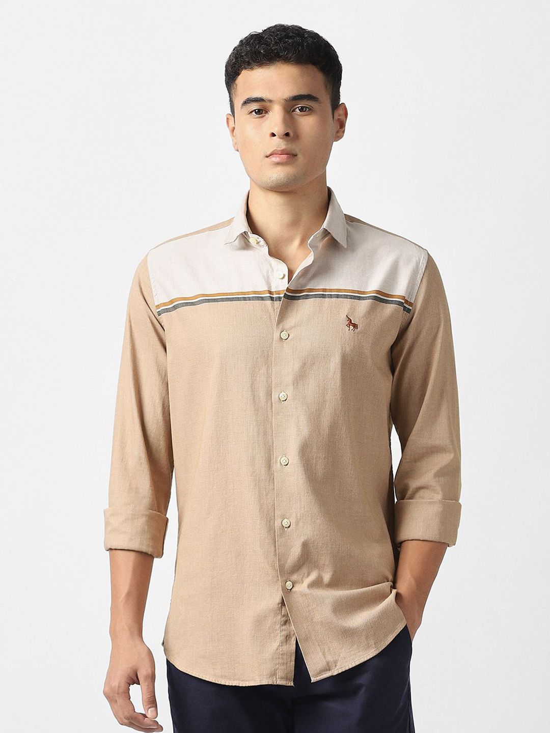 Van Heusen Sport Men Slim Fit Colourblocked Spread Collar Cotton Casual Shirt-picture-35
