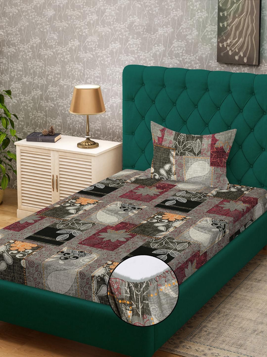 KLOTTHE Polycotton Bedsheet with 1 Pillow Covers-picture-36