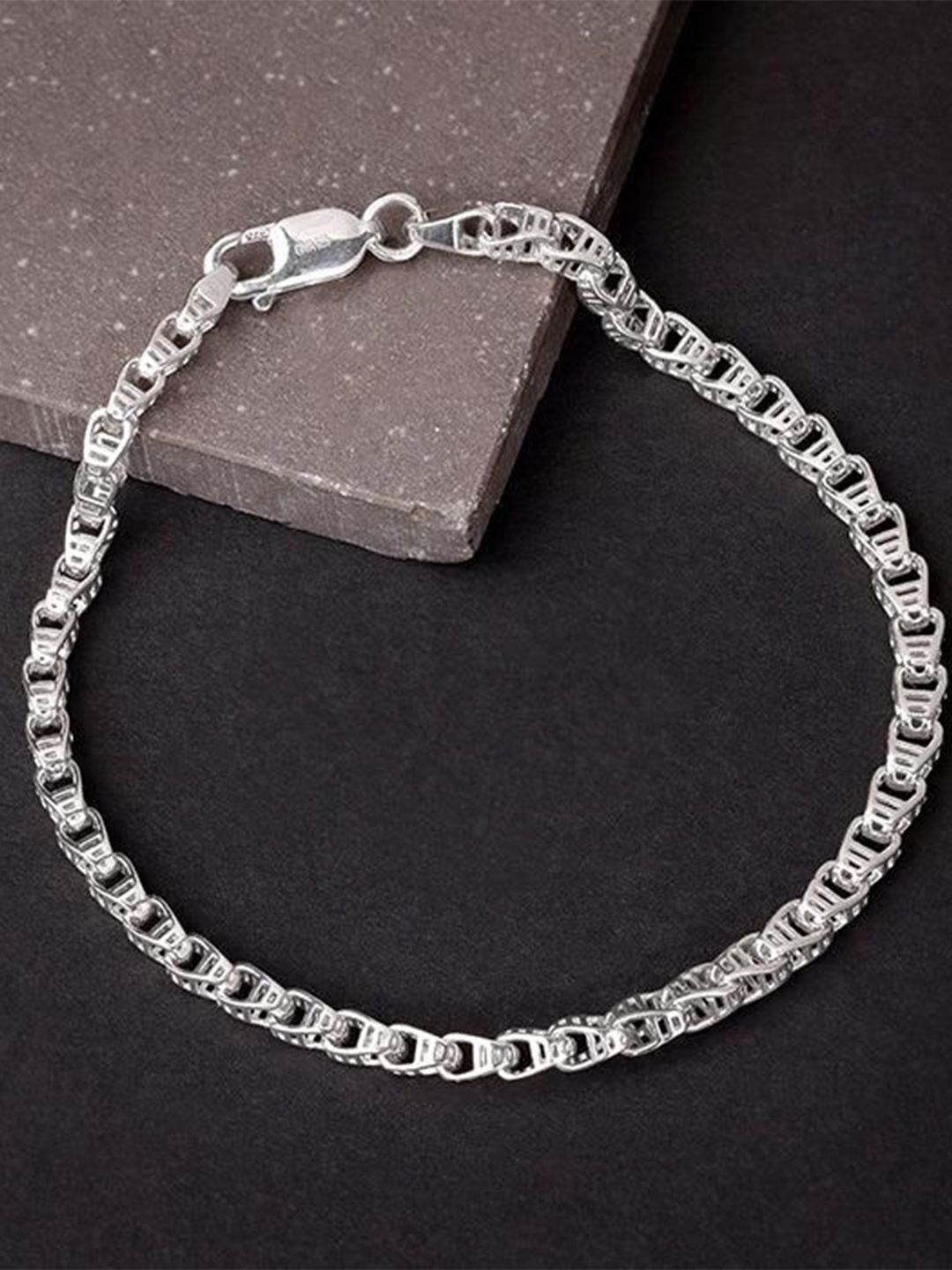 GIVA Men 925 Silver Rhodium-Plated Link Bracelet-picture-18