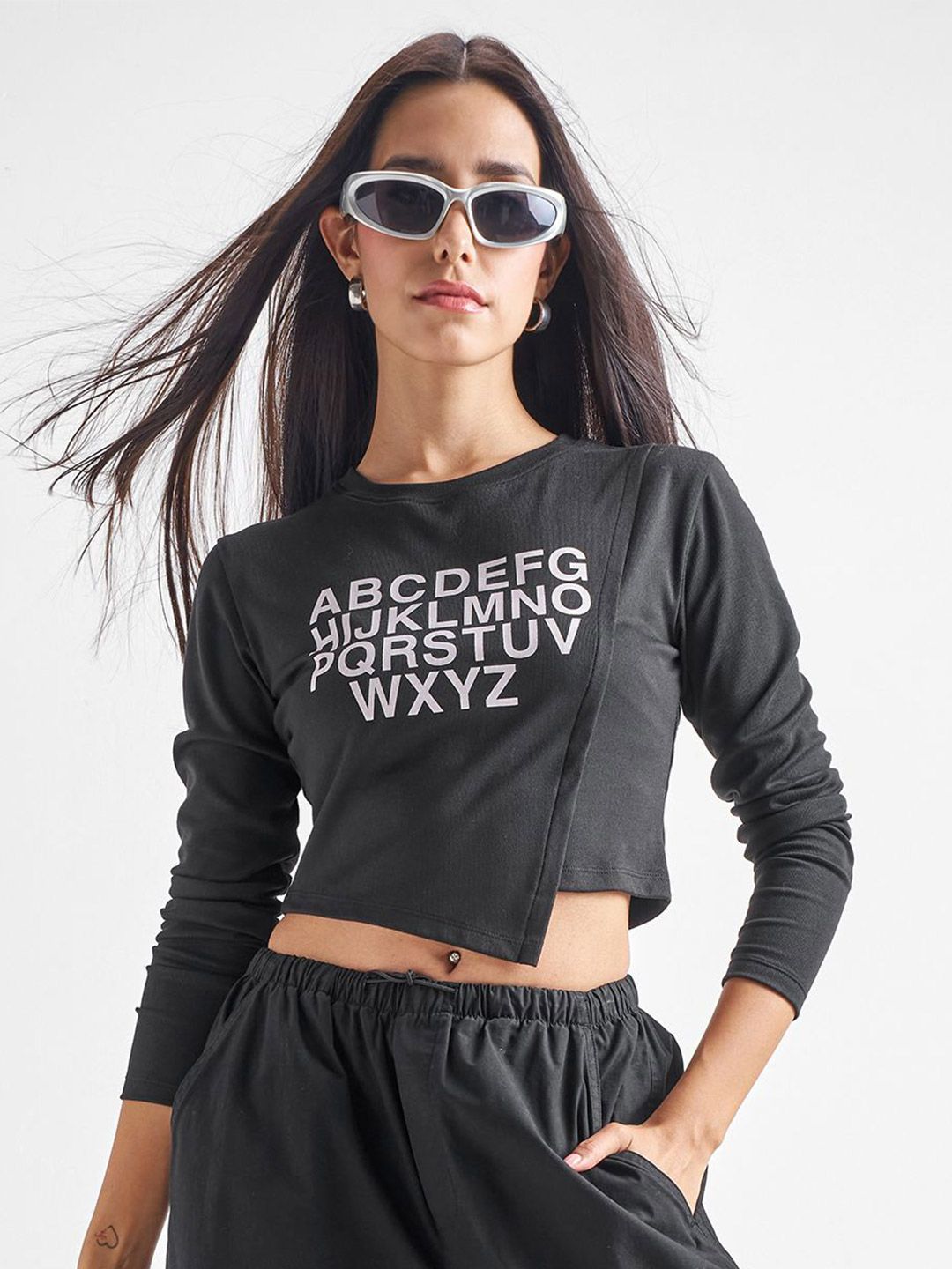 Street By Tokyo Talkies Women Typography Printed Round Neck Crop Top-picture-10