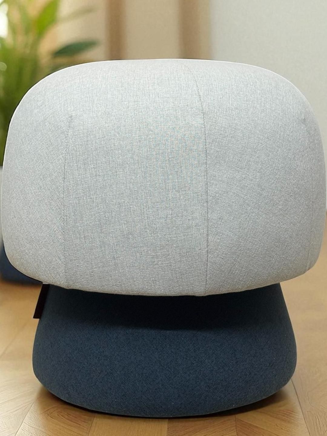 KURCHEE Blue & Grey Solid Round Pouffes Ottomans-image-38