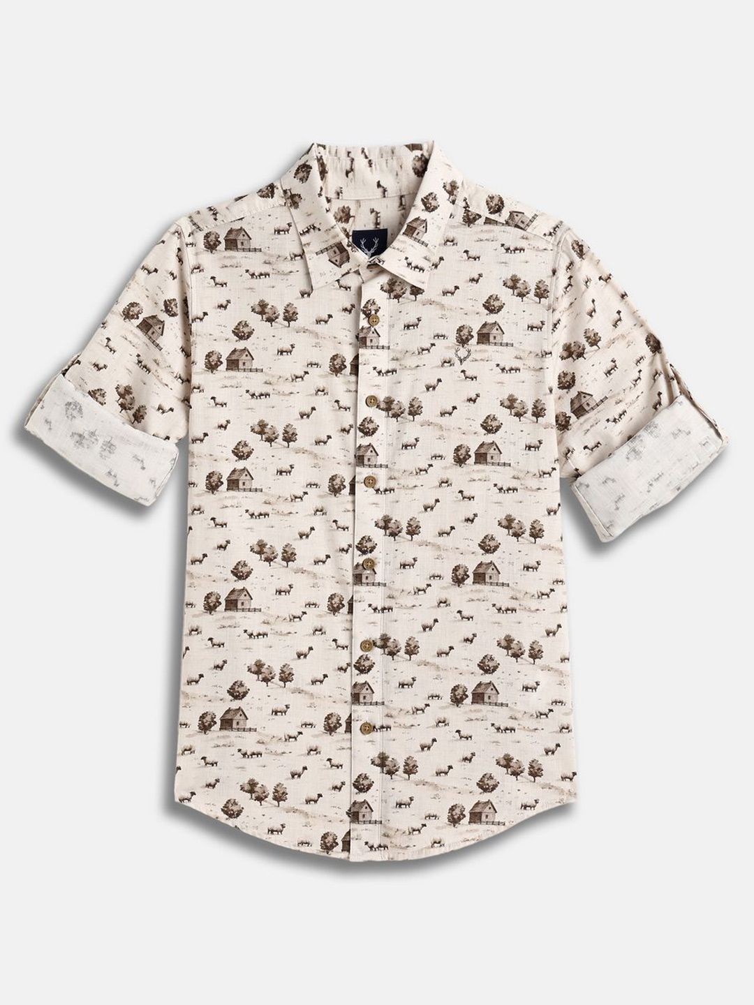 Allen Solly Junior Boys Slim Fit Conversational Printed Spread Collar Cotton Casual Shirt-picture-23