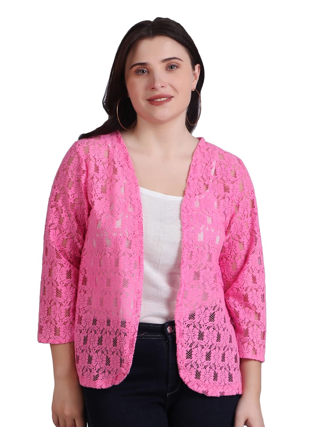 SZN Self Design Cotton Crochet Shrug-picture-11