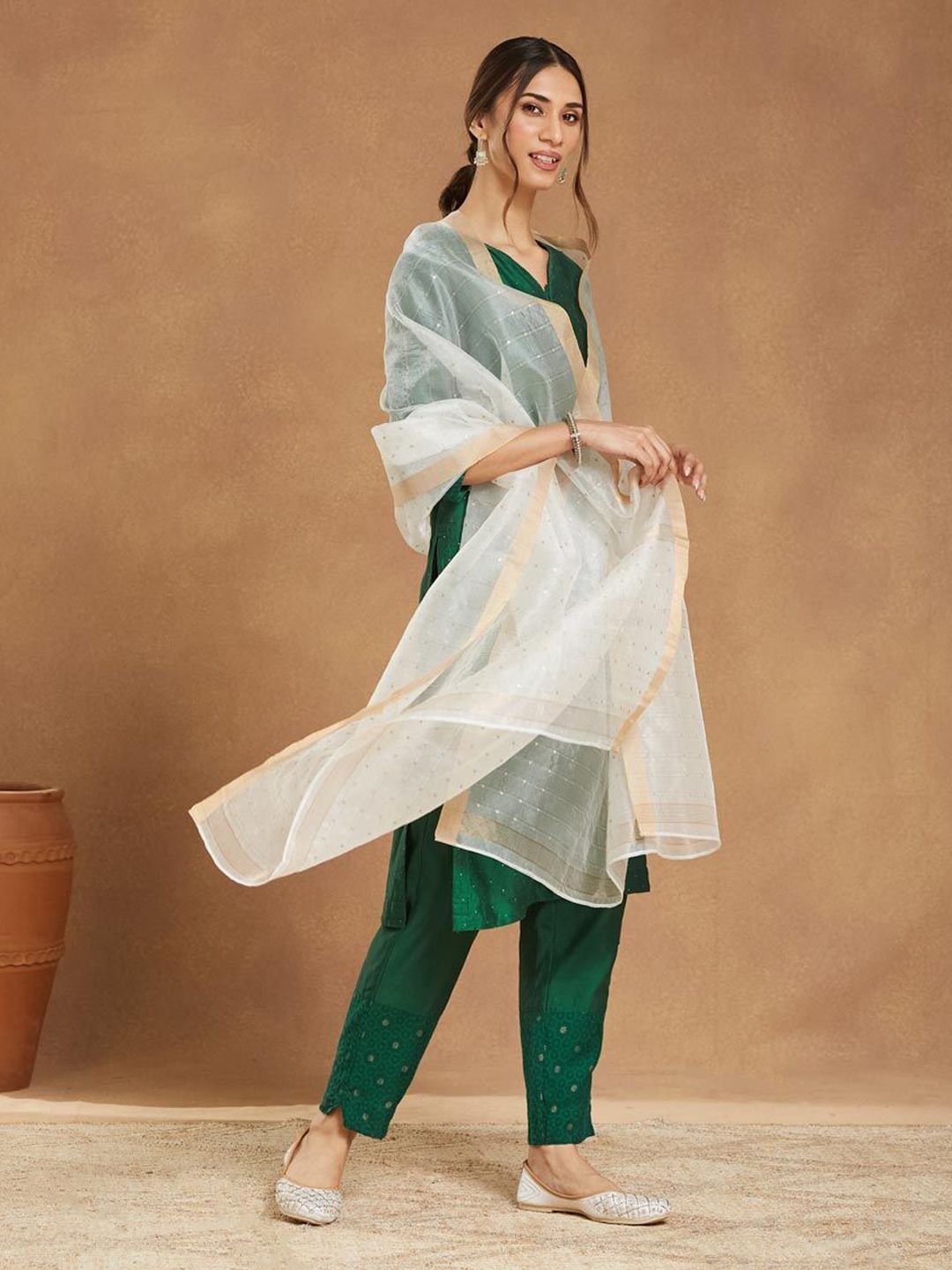 Fabindia Geometric Woven Design Dupatta-picture-37